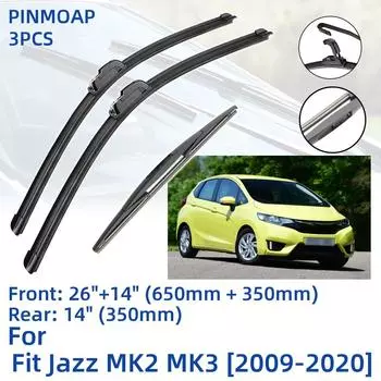 3 шт. для HONDA Fit Jazz MK2 MK3 2009-2020 26 14 14 передние и задние щетки стеклоочистителя лобовое стекло резак для окон аксессуары 2016 2017 2018 2019 2020 Left Hand