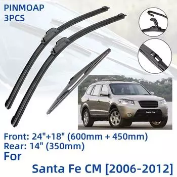3 шт. для Hyundai Santa Fe CM 2006-2012 24 18 14 передние и задние щетки стеклоочистителя лобовое стекло резак для окон аксессуары 2008 2009 2010 2011 2012 Left Hand