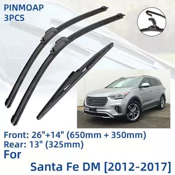 3 шт. для Hyundai Santa Fe DM 2012-2017 26 14 13 передние и задние щетки стеклоочистителя лобовое стекло резак для окон аксессуары 2013 2014 2015 2016 2017 Left Hand