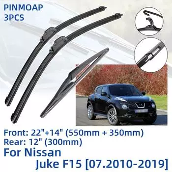 3 шт. для Nissan Juke F15 07,2010-2019 22 + 14 + 12 передние и задние щетки стеклоочистителя, аксессуары для резки лобового стекла 2013 2014 2015 2016 2017 2018