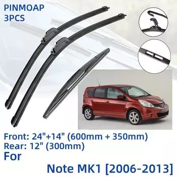 3 шт. для Nissan Note MK1 2006-2013 24 14 12 передние и задние щетки стеклоочистителя лобовое стекло резак для окон аксессуары 2008 2009 2010 2011 2012 2013 Left Hand