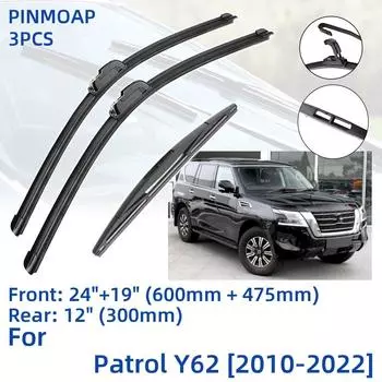 3 шт. для Nissan Patrol Y62 2010-2022 24 19 12 передние и задние щетки стеклоочистителя лобовое стекло резак для окон аксессуары 2017 2018 2019 2020 2021 2022
