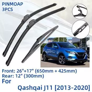 3 шт. для Nissan Qashqai J11 2013-2020 26 17 12 передние и задние щетки стеклоочистителя лобовое стекло резак для окон аксессуары2015 2016 2017 2018 2019 2020 Left Hand
