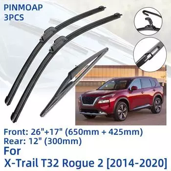 3 шт. для Nissan X-Trail T32 Rogue 2 2014-2020 26 17 12 передние и задние щетки стеклоочистителя лобовое стекло резак для окон аксессуары 2017 2018 2019 2020