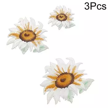 3 шт. для одежды, украшенные своими руками, вышитые, разных размеров, аппликации из ткани, 3-цветные, термонаклейки, нашивки с подсолнухами, шляпы, джинсы, сумки