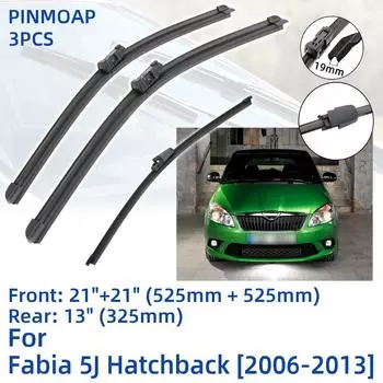 3 шт. для SKODA Fabia 5J хэтчбек 2006-2013 21 21 13 передние и задние щетки стеклоочистителя лобовое стекло резак для окон аксессуары 2010 2011 2012 2013 Left Hand