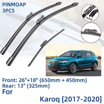3 шт. для SKODA Karoq 2017-2020 26 18 13 передние и задние щетки стеклоочистителя лобовое стекло резак для окон аксессуары 2017 2018 2019 2020