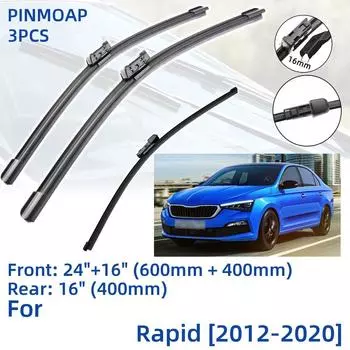 3 шт. для SKODA Rapid 2012-2020 24 16 16 передние и задние щетки стеклоочистителя лобовое стекло резак для окон аксессуары 2014 2015 2016 2017 2018 2019 2020 Left Hand