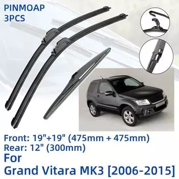 3 шт. для Suzuki Grand Vitara MK3 2006-2015 19 19 12 передние и задние щетки стеклоочистителя лобовое стекло резак для окон аксессуары2011 2012 2013 2014 2015 Left Hand