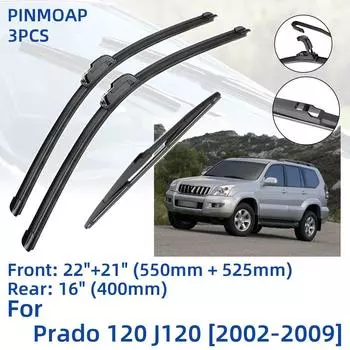 3 шт. для TOYOTA Prado 120 J120 2002-2009 22 21 16 передние и задние щетки стеклоочистителя лобовое стекло резак для окон аксессуары 2005 2006 2007 2008 2009 Left Hand