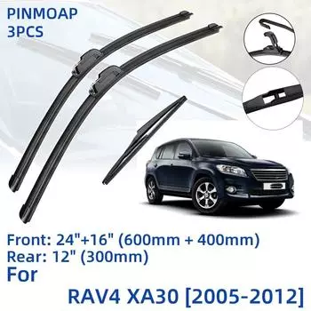 3 шт. для TOYOTA RAV4 XA30 2005-2012 24 16 12 передние и задние щетки стеклоочистителя лобовое стекло резак для окон аксессуары 2007 2008 2009 2010 2011 2012 Left Hand