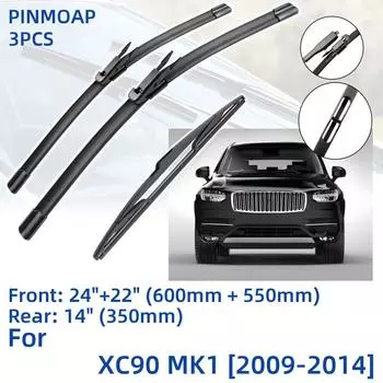 3 шт. для Volvo XC90 MK1 2009-2014 24 22 14 передние и задние щетки стеклоочистителя лобовое стекло резак для окон аксессуары 2009 2010 2011 2012 2013 2014 Left Hand