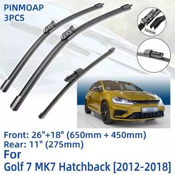 3 шт. для VW Golf 7 MK7 хэтчбек 2012-2018 26 18 11 передние и задние щетки стеклоочистителя лобовое стекло резак для окон аксессуары2014 2015 2016 2017 2018 Left Hand