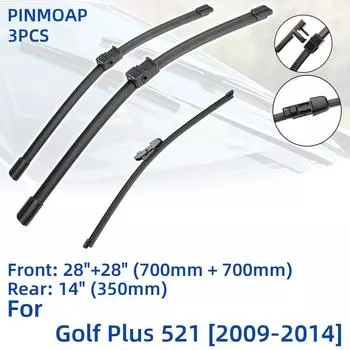 3 шт. для VW Golf Plus 521 2009-2014 28 28 14 передние и задние щетки стеклоочистителя лобовое стекло резак для окон аксессуары 2009 2010 2011 2012 2013 2014