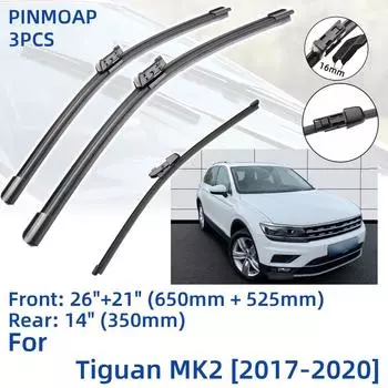 3 шт. для VW Tiguan MK2 2017-2020 26 21 14 передние и задние щетки стеклоочистителя лобовое стекло резак для окон аксессуары 2017 2018 2019 2020 Left Hand