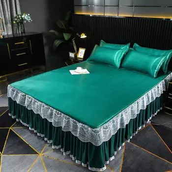 3 шт. домашний крутой коврик для машинной стирки для спальни, покрывала с кружевной юбкой для кровати размера «queen-size», наволочка в комплекте 3 Pcs 90x200cm