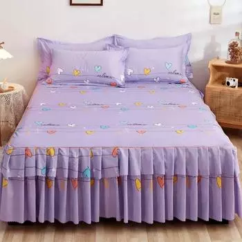 3 шт. двойные кружевные покрывала с юбкой, увеличивающий дизайн, юбка с принтом для дома, покрывало на кровать Queen King, наматрасник 3 Pcs 120x200cm