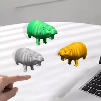 3 шт. Фигурка бегемота из смолы Мини-статуэтка бегемота Портативная настольная скульптура бегемота для книжной полки Декор спальни серый