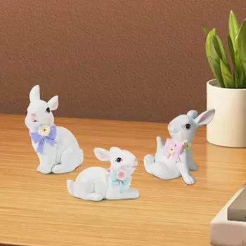 3 шт. Фигурка кролика, скульптура кролика для украшения дома на Пасху белый
