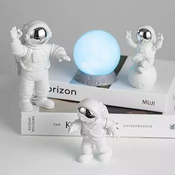 3 шт. фигурки астронавтов и луна домашний декор смоляная статуэтка астронавта комната офис настольное украшение подарки мальчик подарок