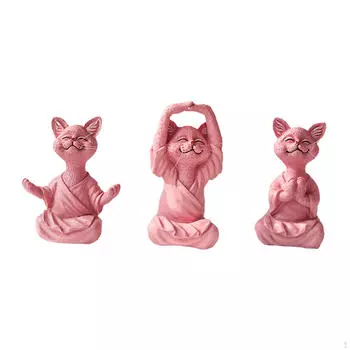 3 шт., фигурки кошек для йоги, украшения для медитации, искусство, коллекция смол, украшения для рабочего стола