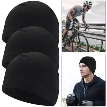 3 шт флисовая шапка бини модная флисовая спортивная шапка термо для мужчин и женщин (черный) #