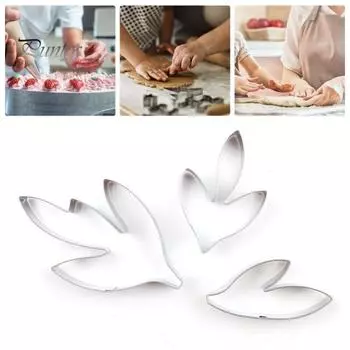 3 шт., форма для выпечки, цветок пиона, форма листьев, антипригарный инструмент «сделай сам», резак для печенья и торта из нержавеющей стали для пекарни серебряный
