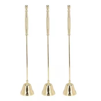 3 шт. Гаситель для свечей, золотистое железное покрытие, в форме колокольчика, длинная ручка, гаситель для свечей, фитиль для свечей