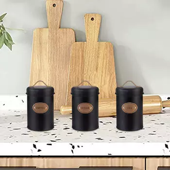 3 шт. герметичная кухонная канистра для кофе, чая, сахара, контейнер для хранения продуктов чёрный