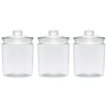 3 шт., герметичный контейнер для хранения и многоразовый прозрачный ящик для хранения продуктов питания с крышкой, портативная стеклянная герметичная банка для зерновых орехов, закусок, печенья и кухни для специй 3 Pcs