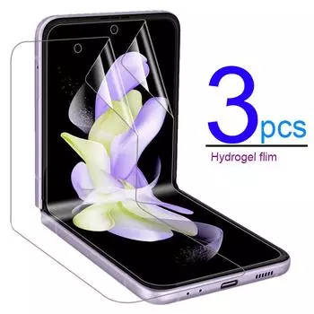 3 шт. гидрогелевая пленка для защиты экрана для Samsung Galaxy Z FLip 3 4 5 6 Flip3 Flip4 Flip5 Flip6 мягкая пленка из ТПУ (НЕ закаленное стекло) Разблокировка отпечатком пальца For Samsung Z Flip 6 белый