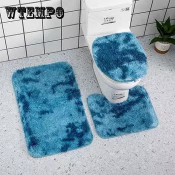 3 шт. градиентный цветной коврик для ванной, ковер, коврики для ванной комнаты, набор ковриков для крышки унитаза, плюшевый коврик для душа, напольные коврики, нескользящий коврик для ванной комнаты 3PCS красный