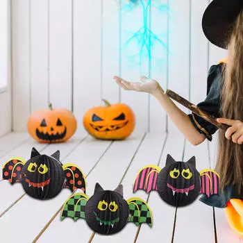 3 шт. Хэллоуин бумажный фонарь подвесное украшение для наружных внутренних дверей стен Bats