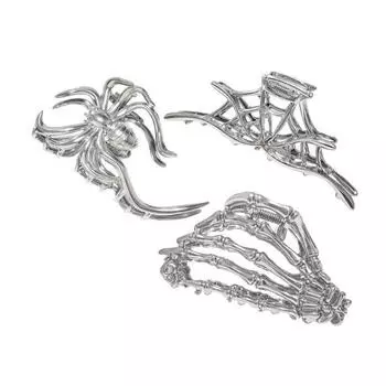 3 шт. Хэллоуин Заколки для волос Паутина Рука скелета Череп Большие волосы B