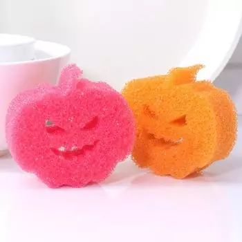 3 шт. Хэллоуинская губка-тыква, нецарапающая бытовая чистящая губка, многоцелевая губка для чистки, украшение кухни флуоресцентный желтый