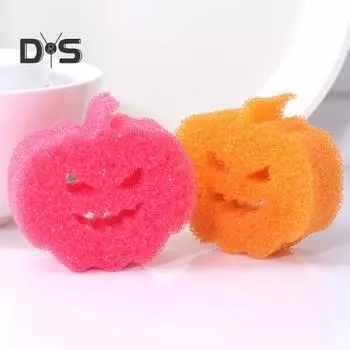 3 шт. Хэллоуинская губка-тыква, нецарапающая бытовая чистящая губка, многоцелевая губка для чистки, украшение кухни флуоресцентный желтый