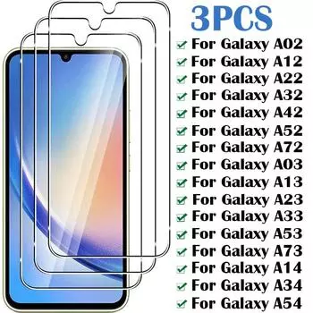 3 шт. HD прозрачное закаленное стекло защитная пленка для экрана для Samsung Galaxy A05 A05S A15 A25 A35 A55 5G A04 A04S A04E A14 A24 A34 A54 Samsung Galaxy M54 чистый