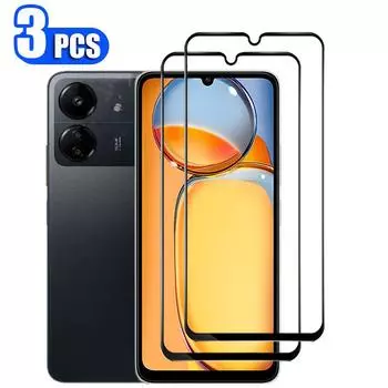 3 шт. HD защитная пленка для экрана из закаленного стекла для Redmi 13 13C A3 A3X Note 13 4G 5G Note 13 Pro 4G 5G POCO C65 X6 M6 Pro для Redmi 13C Xiaomi POCO C65 чёрный