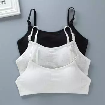 3 шт. Хлопковые бюстгальтеры для тренировок для девочек-подростков, топы, нижнее белье one size разноцветный