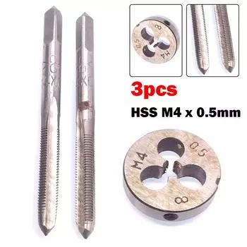 3 шт. HSS x 0,5 мм конический и пробковый метчик и x 0,5 мм плашка метрическая резьба правая