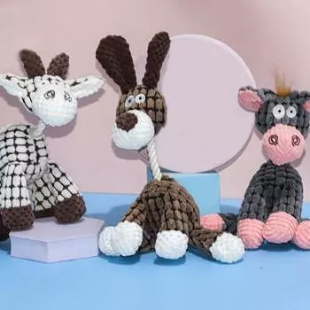 3 шт., игрушка для домашних животных в форме осла, игрушка для прорезывания зубов у собак, устойчивая к укусам, интерактивная плюшевая скрипучая игрушка, товары для домашних животных 3pcs