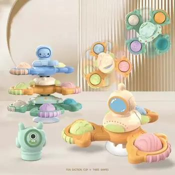 3 шт., игрушка-спиннер с присоской, съемные штабелируемые вращающиеся погремушки с мультяшным астронавтом, эмоциональный комфорт 3pcs