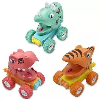 3 шт. игрушки-динозавры, машинки с откатным механизмом для мальчиков 2-5 лет, игрушки-динозавры-монстры для детей, монстр-траки, рождественские подарки на день рождения для детей 13x11x9cm,3-Pcs