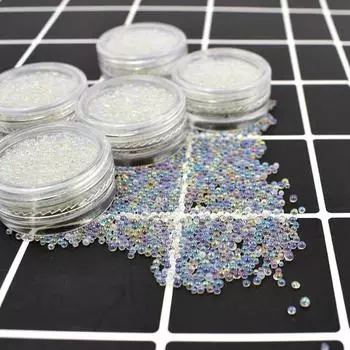 3 шт. икорные цветные стеклянные бусины для дизайна ногтей с бриллиантами, прозрачные белые украшения, аксессуары для ногтей