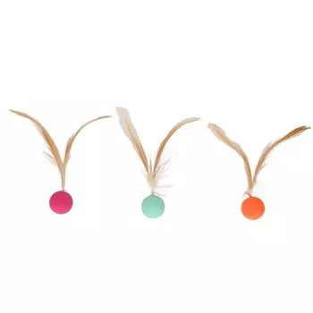 3 шт. интерактивные мягкие гибкие шарики для кошек с перьями для кошек и котят