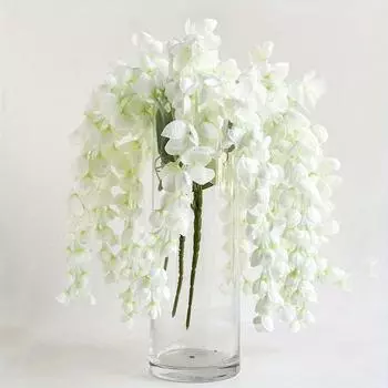 3 шт. искусственная лоза ротанга глициния подвесные цветы 55 см искусственные цветы глицинии гирлянда шелковая лоза ротанга глициния для дома на открытом воздухе свадебная вечеринка белый