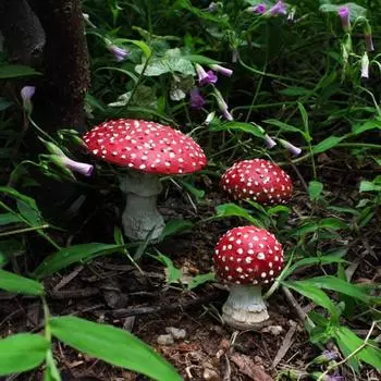 3 шт. искусственная мини-модель гриба, светящиеся садовые колышки, миниатюрные растения для сада, террариум, знаки, украшения для двора красный