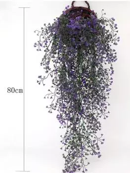 3 шт. искусственное зеленое растение, настенное подвесное растение с цветочной лозой, подвесная корзина, растение, свадебное украшение дома, настенное украшение для дома и улицы фиолетовый