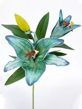 3 шт. искусственные цветы лилии 3 головки/пучок с длинным стеблем искусственные лилии 1 полная цветущая лилия и 2 бутона лилии для дома, отеля, цветочная композиция, декор для вечеринки синий