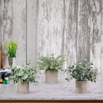 3 шт. Искусственные растения в горшках Бонсай Настольное украшение Искусственный в горшке для дома